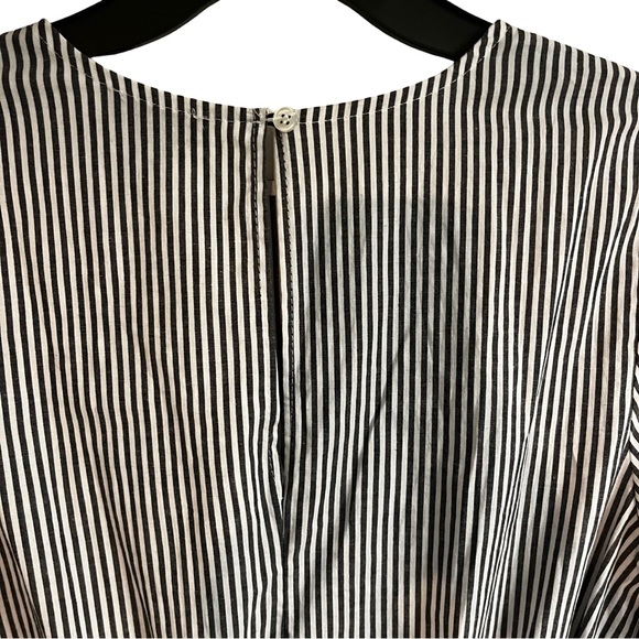 Aqua Gray And White Striped Long Sleeve‎ Sundress Belted, Women's Size Large - Picture 5 of 7